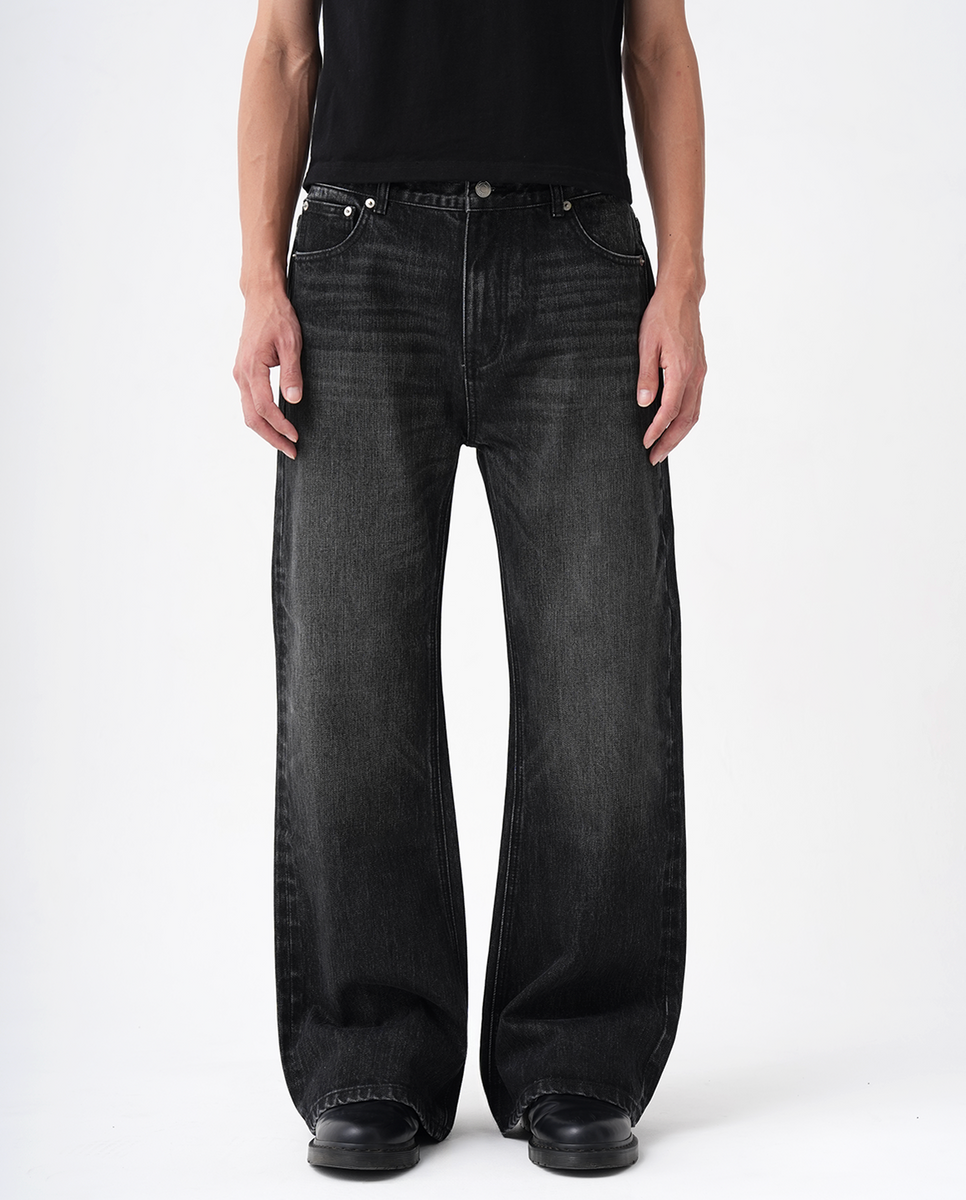 MENES FUKA Selvedge Bootcut Jeans - Washed Black