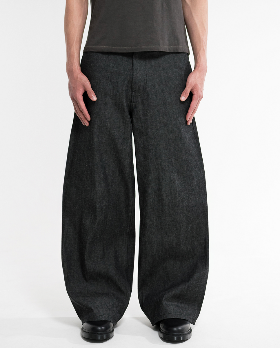 Menes Okayama Denim ワイドパンツ ブラック M MENES Okayama Selvedge Baggy Denim Slacks - Black