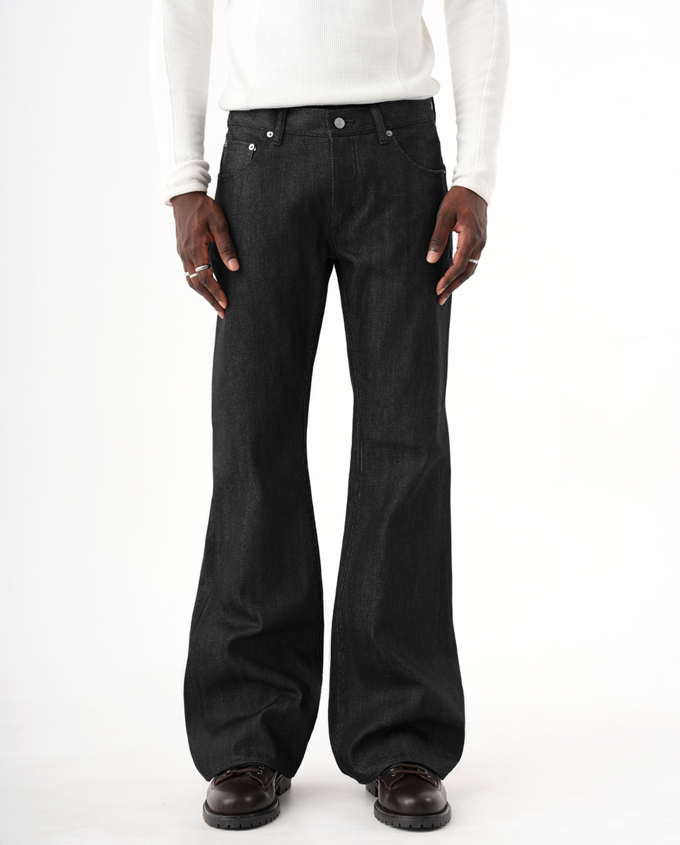 MENES Okayama Raw Selvedge Slim Bootcut Jeans - Black