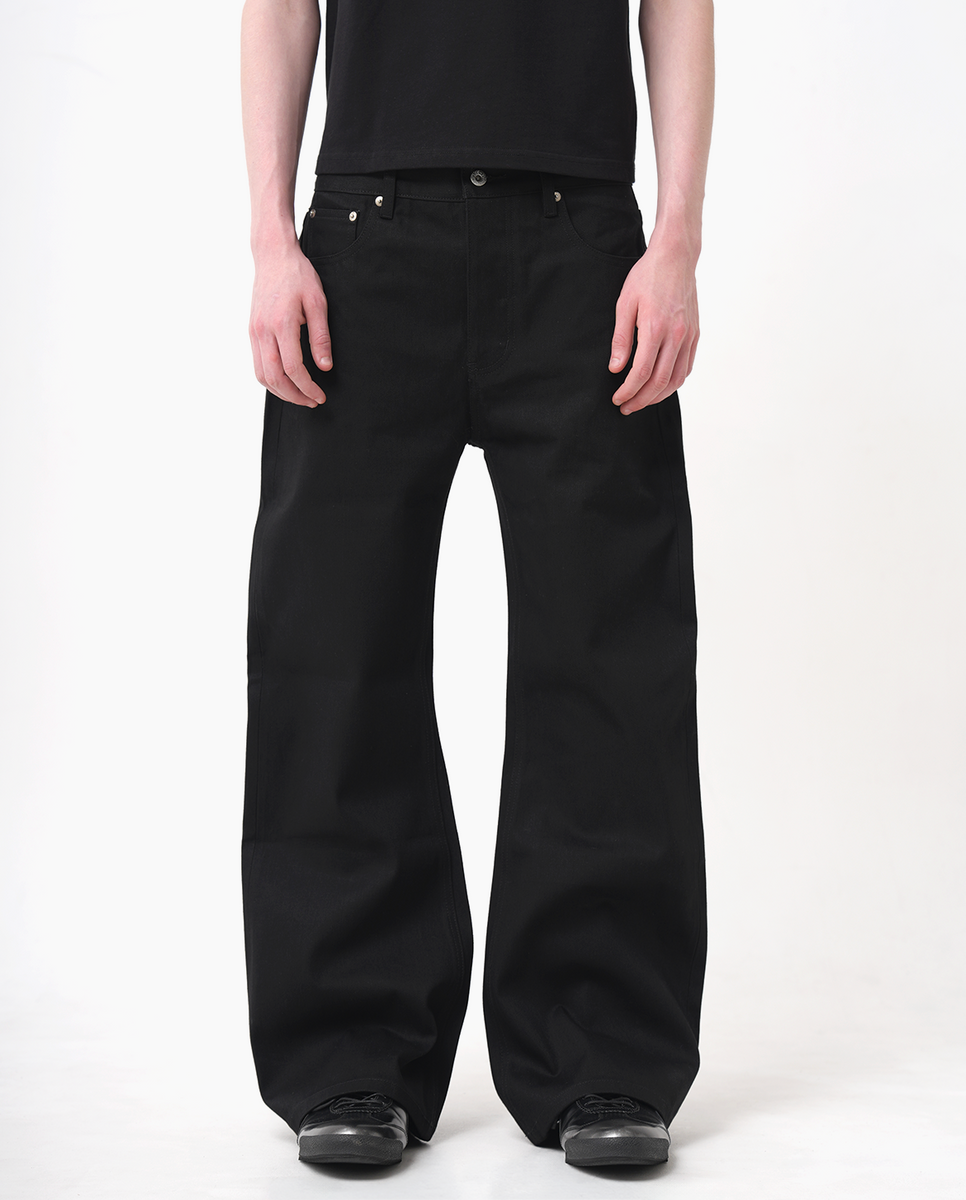 MENES Raw Selvedge Bootcut Jeans - Jet Black