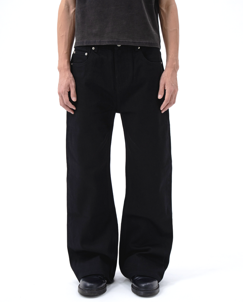 MENES FUKA Selvedge Bootcut Jeans - Rinsed Black