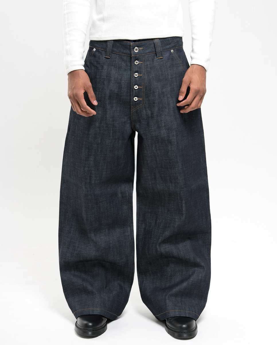 Menes リジットデニム　s MENES Raw Selvedge Loose Fit Jeans - Indigo