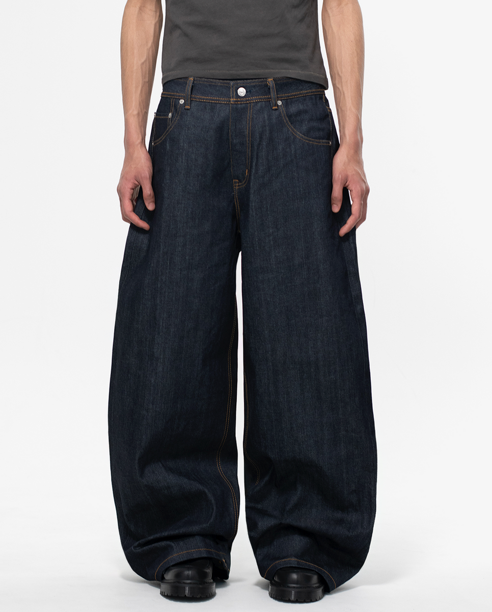 MENES Okayama Raw Selvedge Baggy Jeans - Indigo (Sashiko)