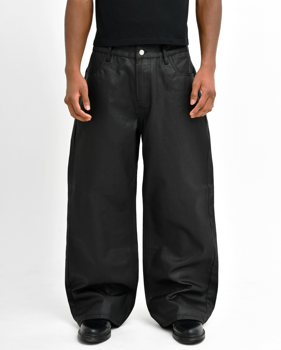 値下げ⭕️ y2k MENES Oil Coating Pants MENES Janome Oil Coating Pants