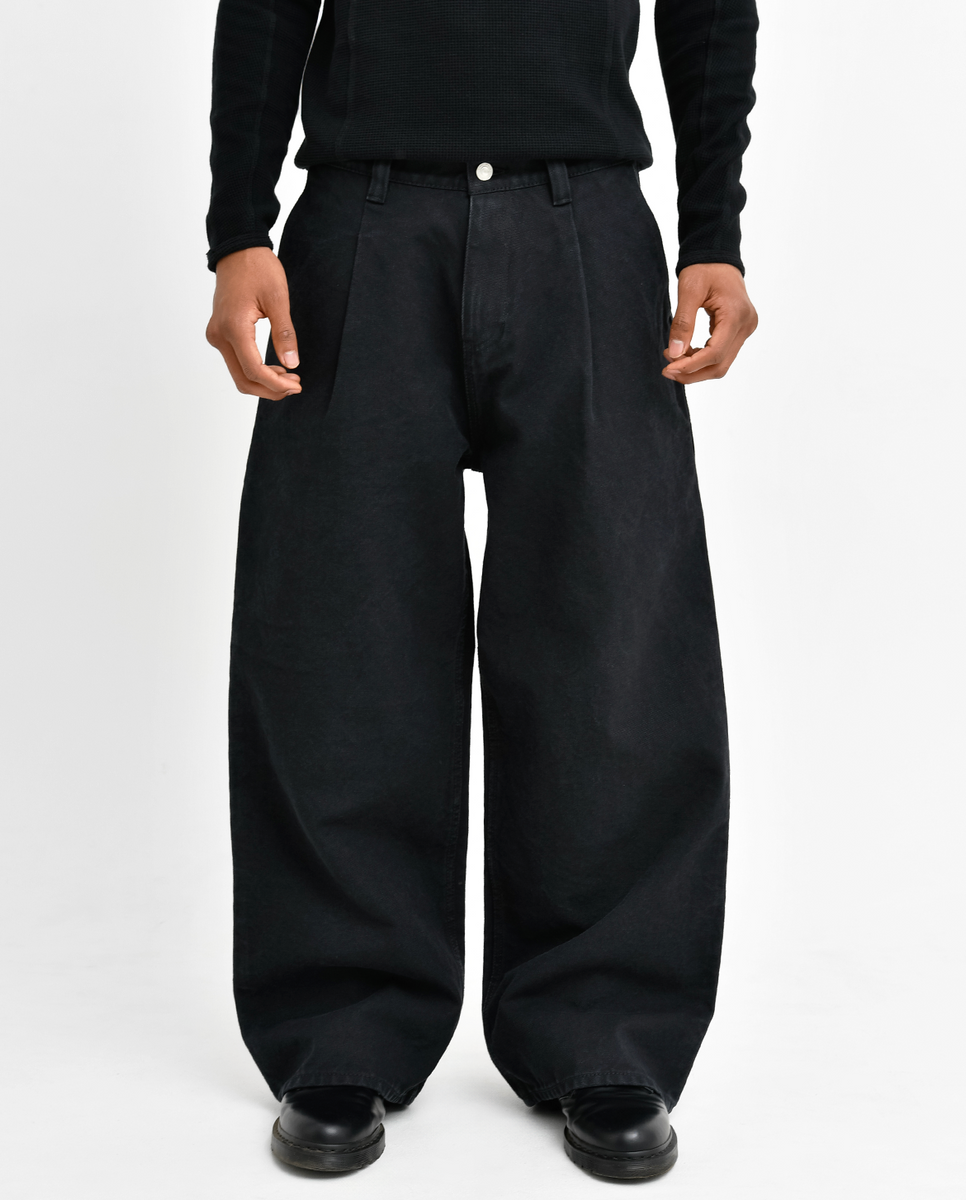 MENES Okayama Pleated Wide-Leg Pants - Black