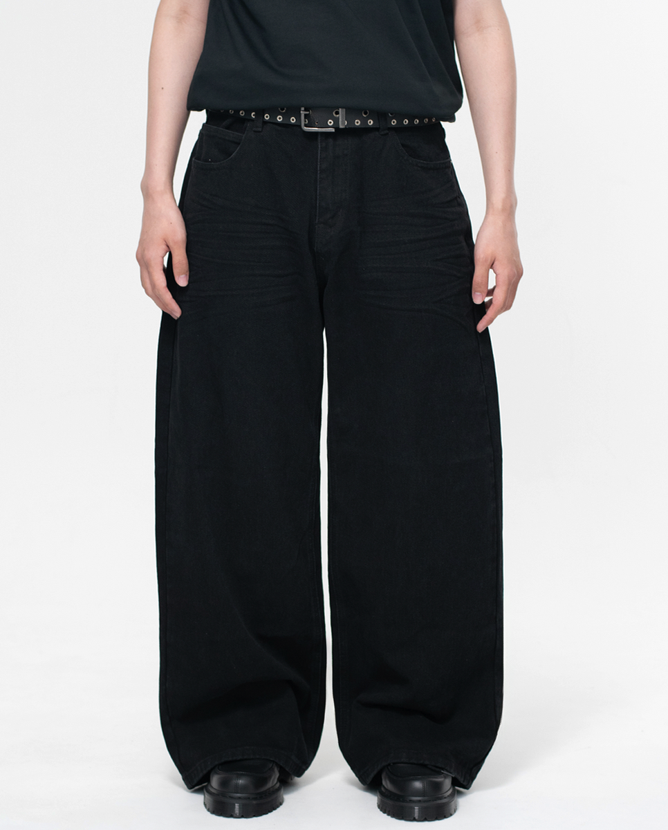 パンツ MENES Solid Black Super Baggy Jeans MENES Solid Black Super Baggy Jeans