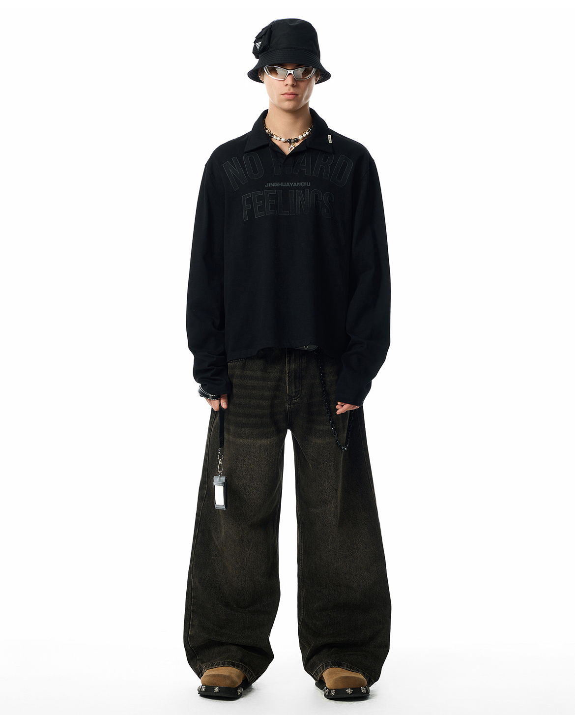 JHYQ Washed Black Baggy Jeans – MENES JHYQ Washed Black Baggy Jeans – MENES