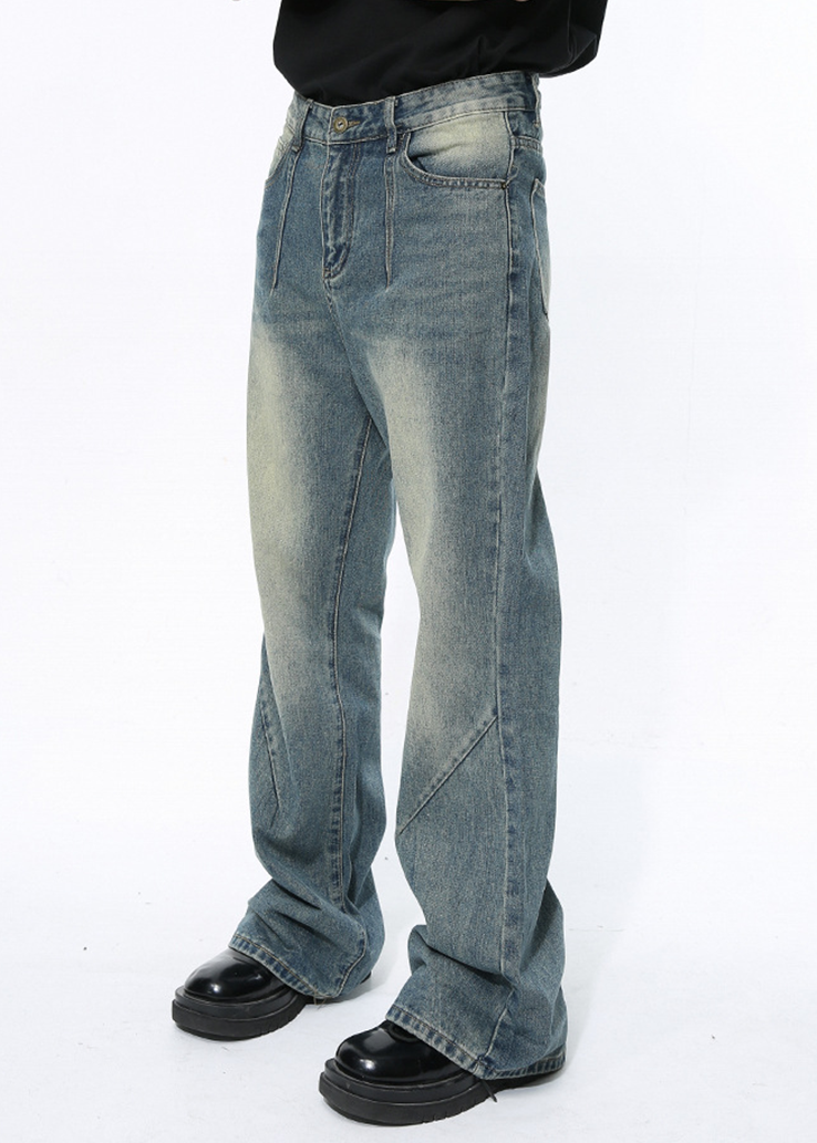 MENES Vintage Stitching Flare Jeans