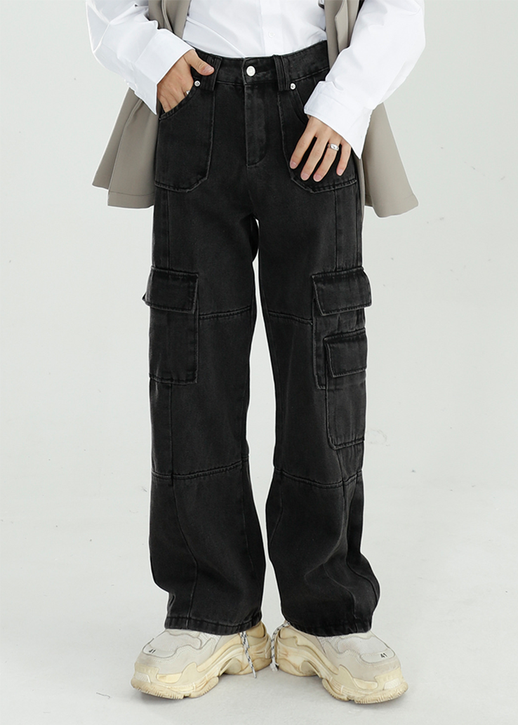 MENES MULTI CARGO WASHED DENIM PANTS