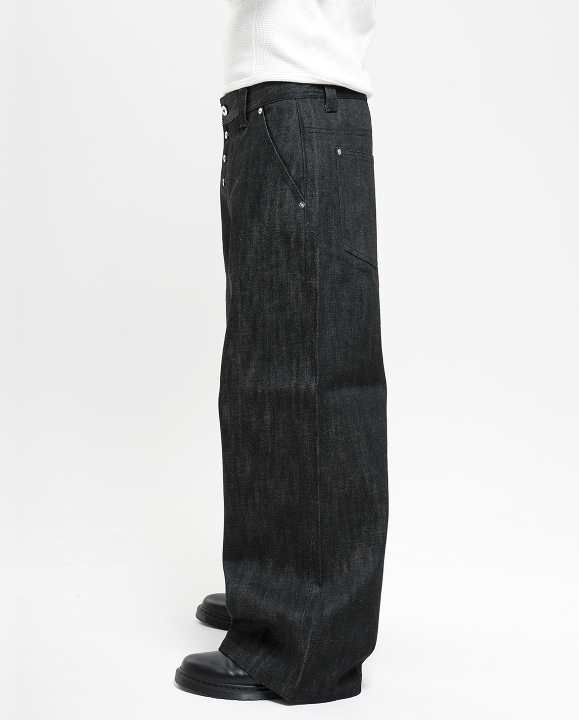 MENES Raw Selvedge Loose Fit Jeans - Black