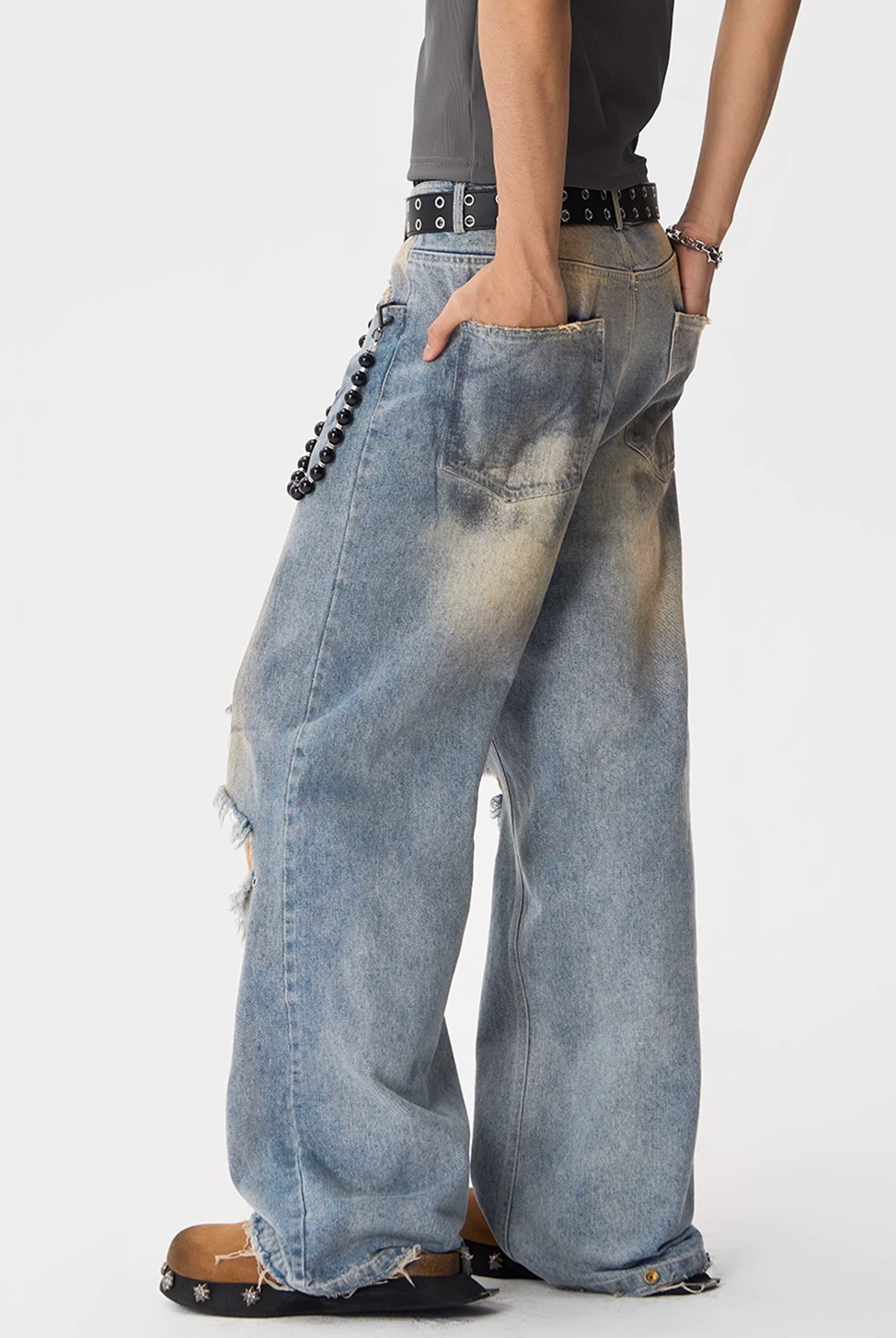 JHYQ ミッドブルー バギージーンズ 新品 menes - パンツ JHYQ ミッドブルー バギージーンズ 新品 menes - パンツ