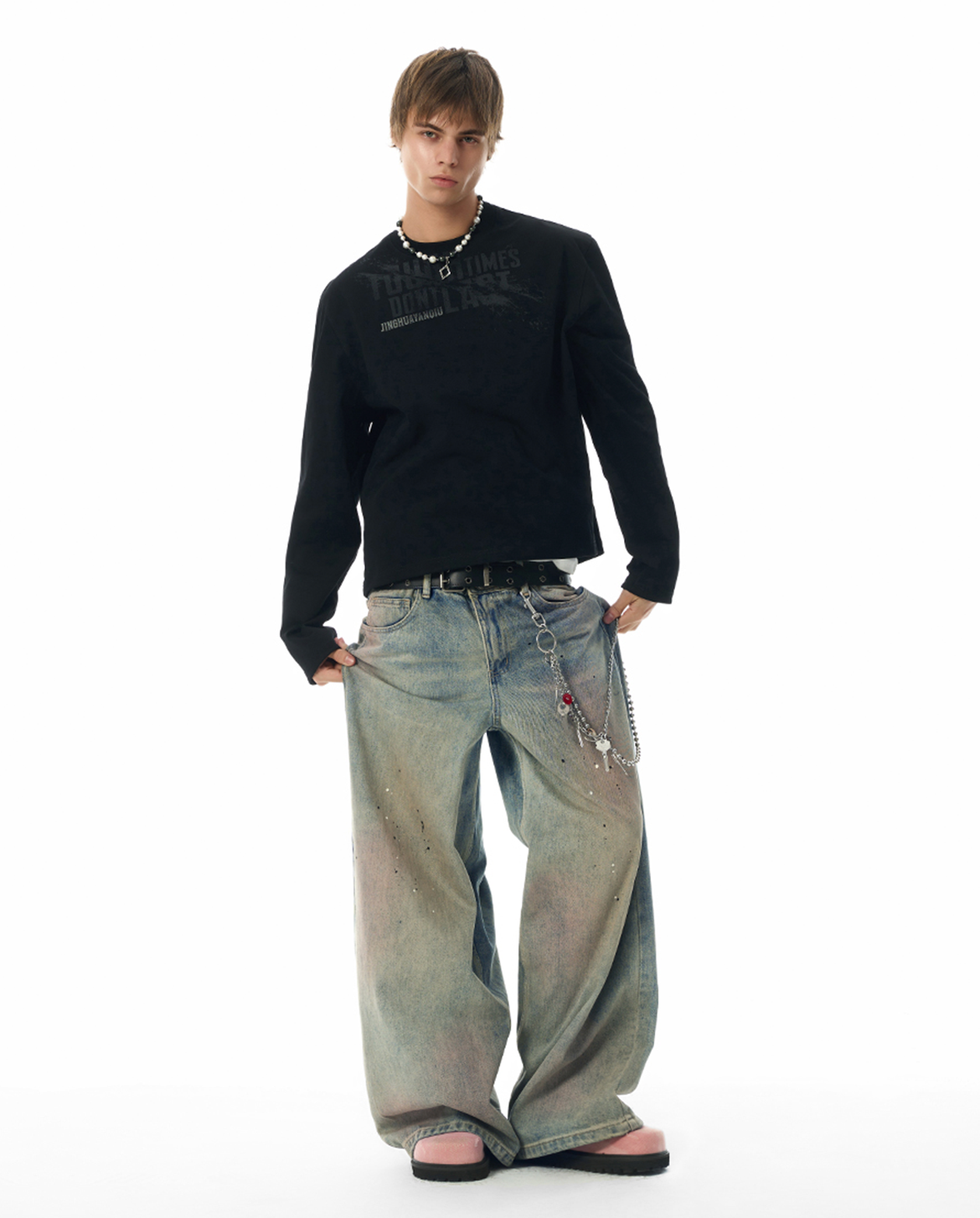 Menes Dirty Mid Blue Baggy Jeans Menes Dirty Mid Blue Baggy Jeans