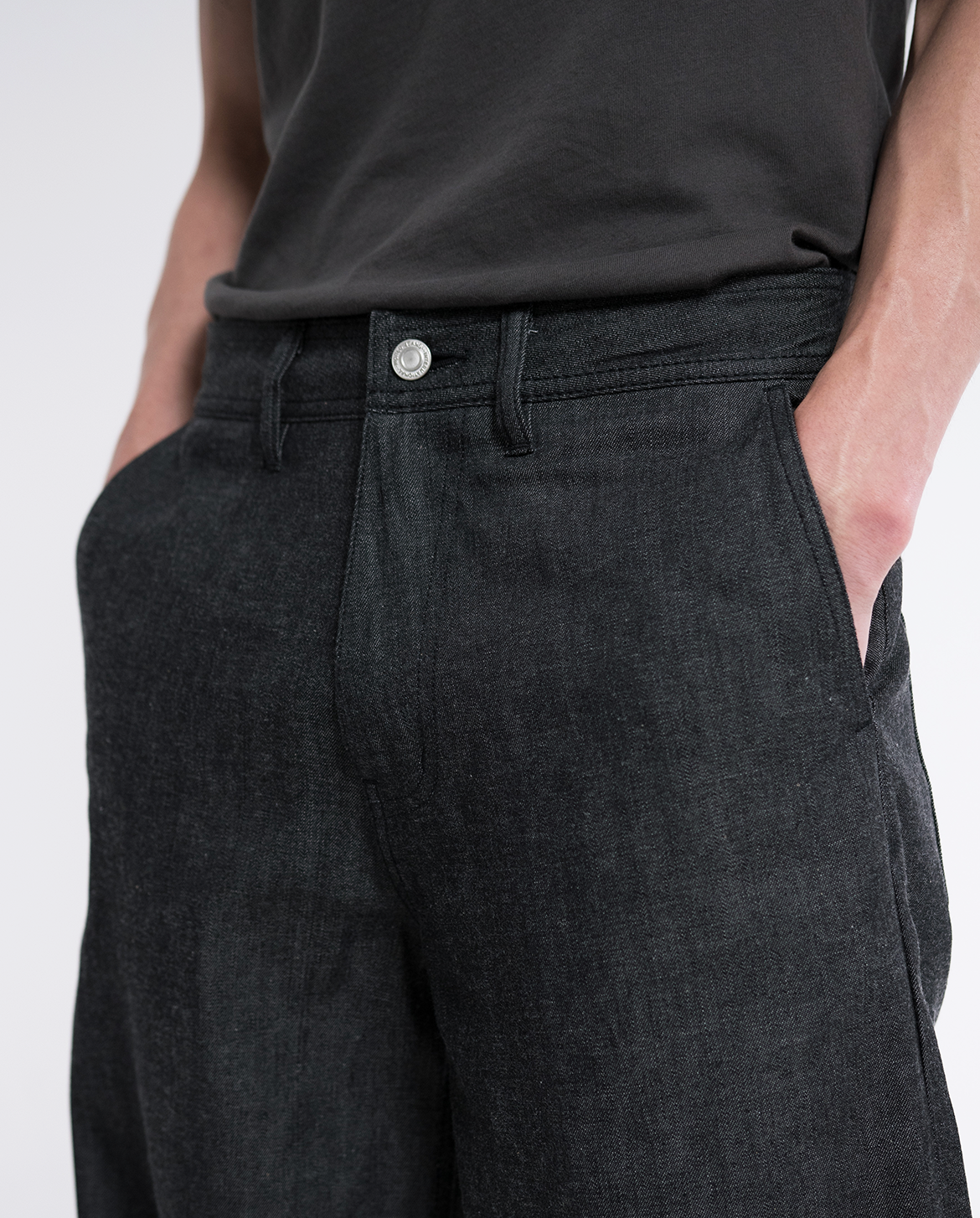 MENES Okayama Selvedge Baggy Denim Slacks - Black