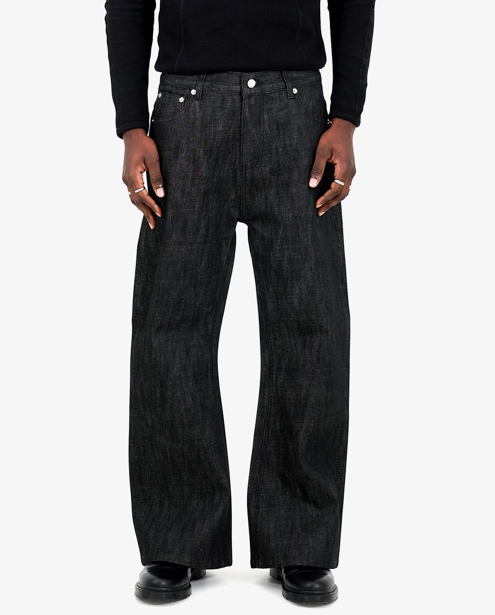 パンツ MENES Raw Selvedge Loose Fit Jeans-Black MENES Raw Selvedge Loose Fit Jeans - Black