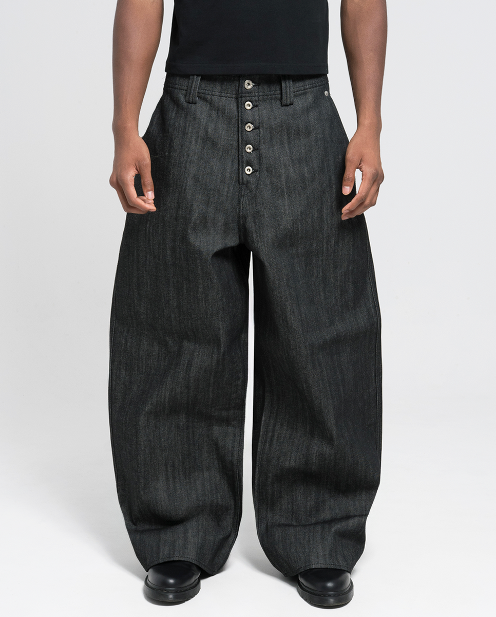 MENES Okayama Raw Loose Fit Jeans - Black