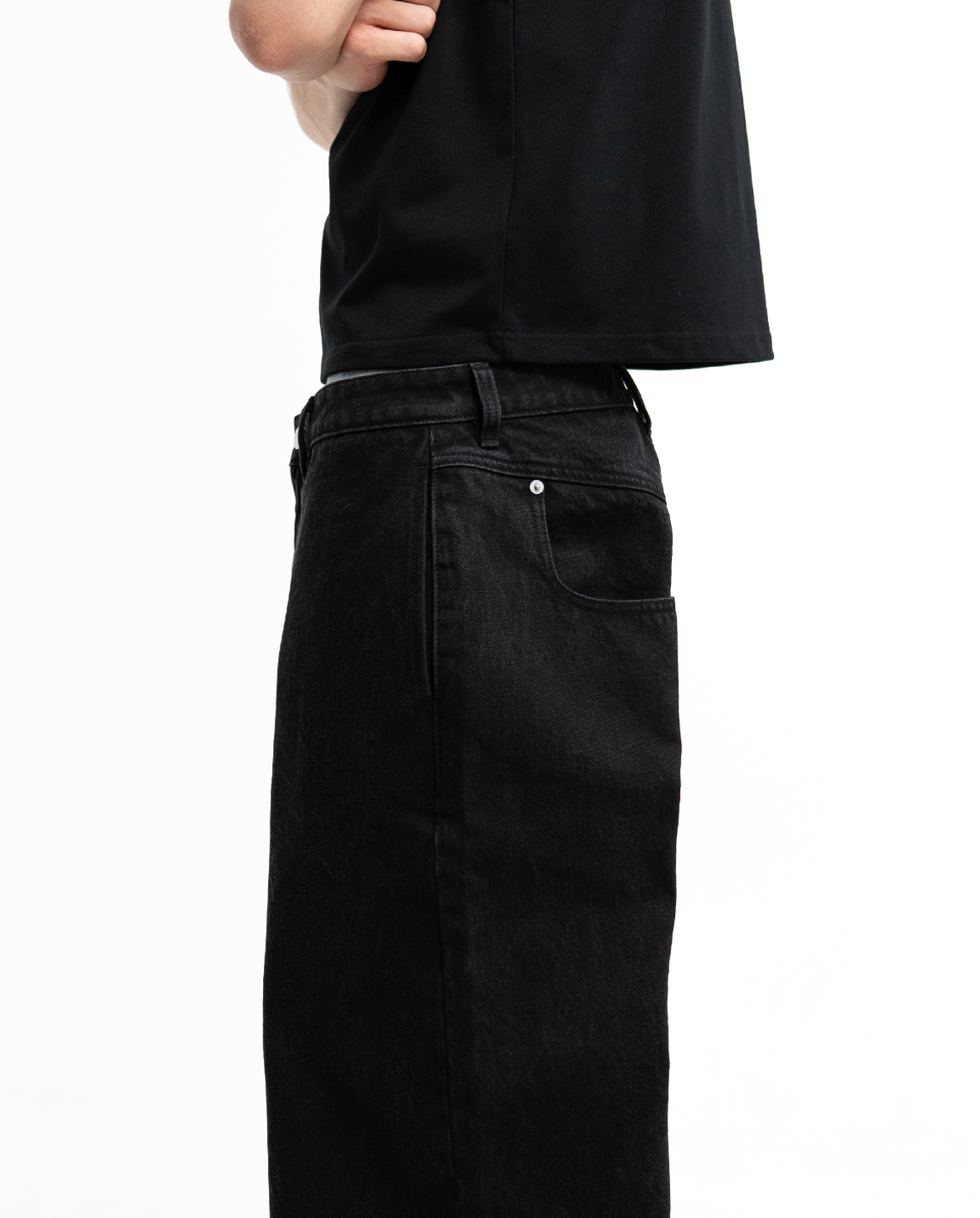 パンツ MENES Solid Black Super Baggy Jeans MENES