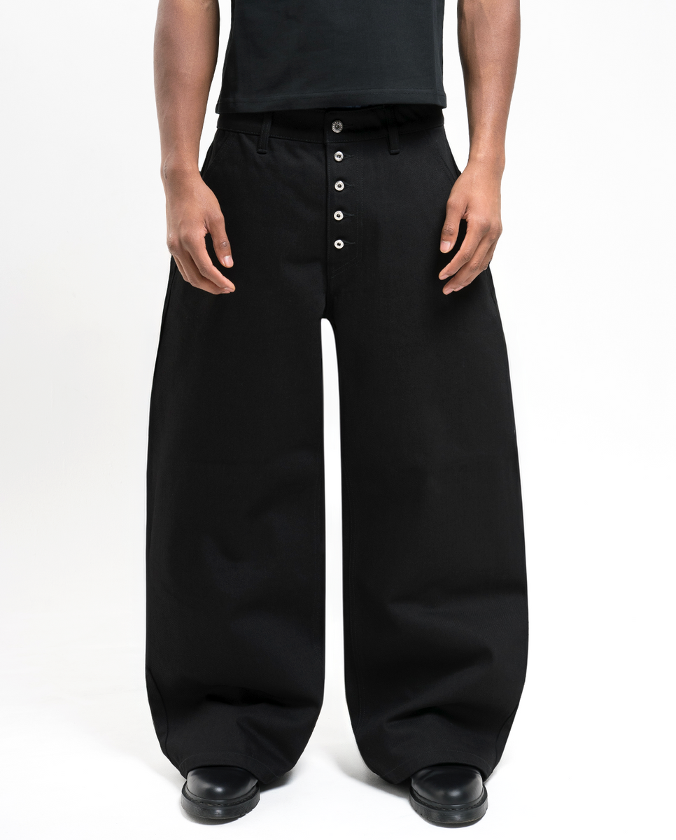 MENES Janome Raw Loose Fit Jeans - Black/Black