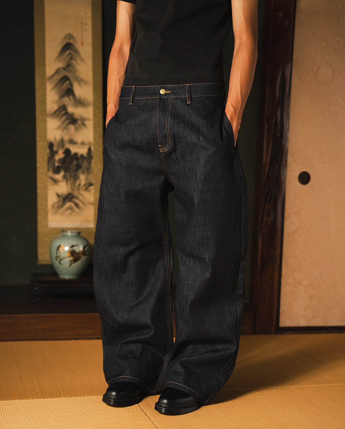 MENES Janome Raw Baggy Jeans - Indigo