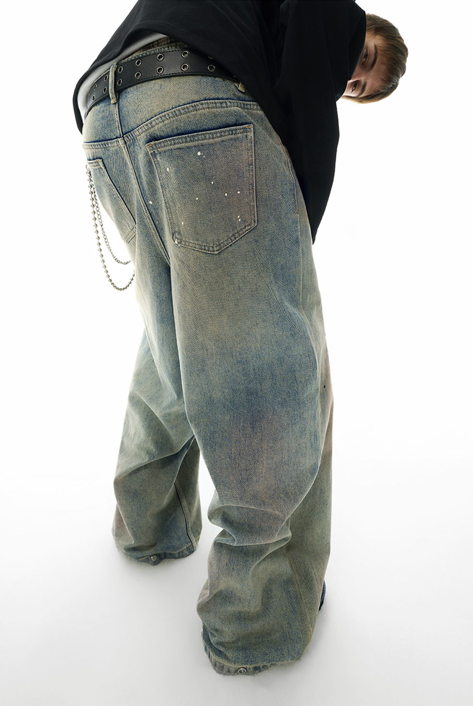 Menes buggy denim Dirty Blue wide denim MENES バギーデニム Menes buggy denim Dirty Blue wide denim MENES バギーデニム