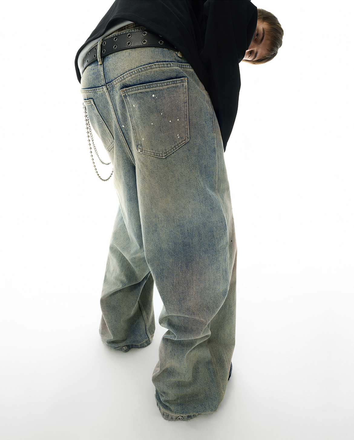 パンツ MENES JHYQ Dirty Baggy denim パンツ Menes buggy denim Dirty Blue wide denim JHYQ Dirty