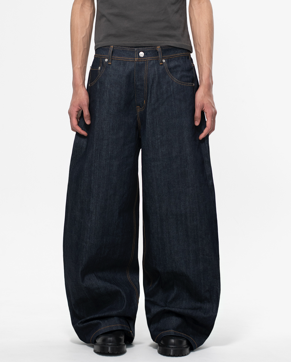 menes リジットデニム S MENES Okayama Raw Selvedge Baggy Jeans - Indigo